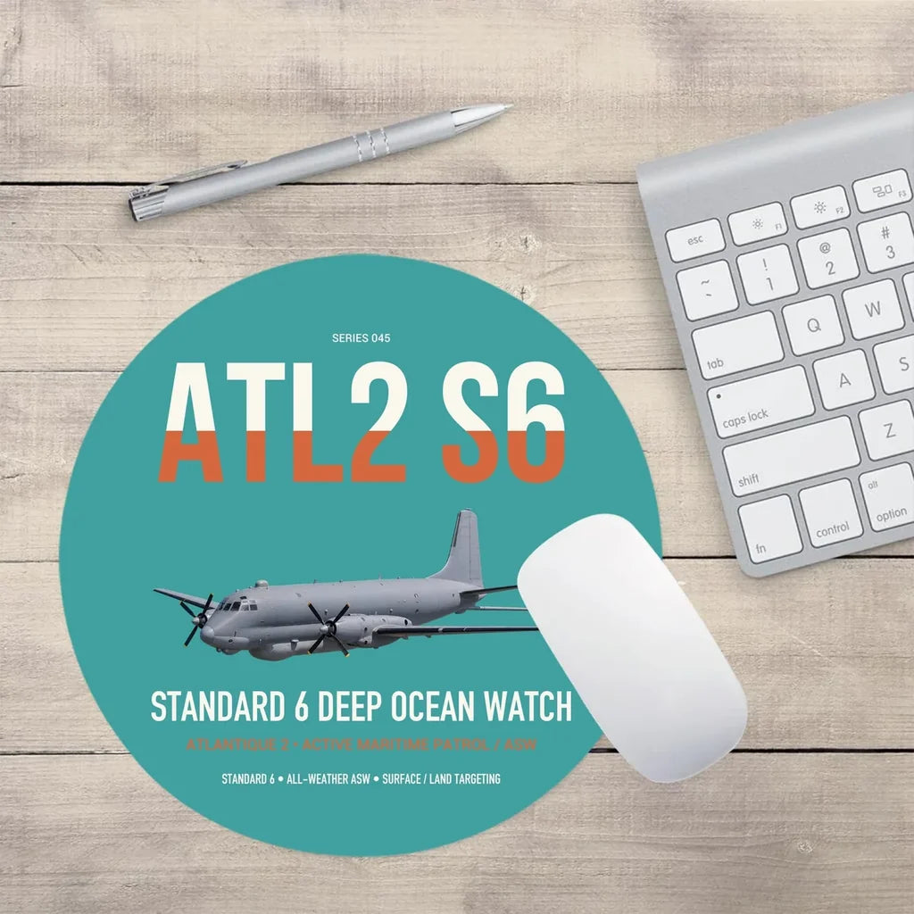 Atlantique 2 Standard 6 design on turquoise round mouse pad