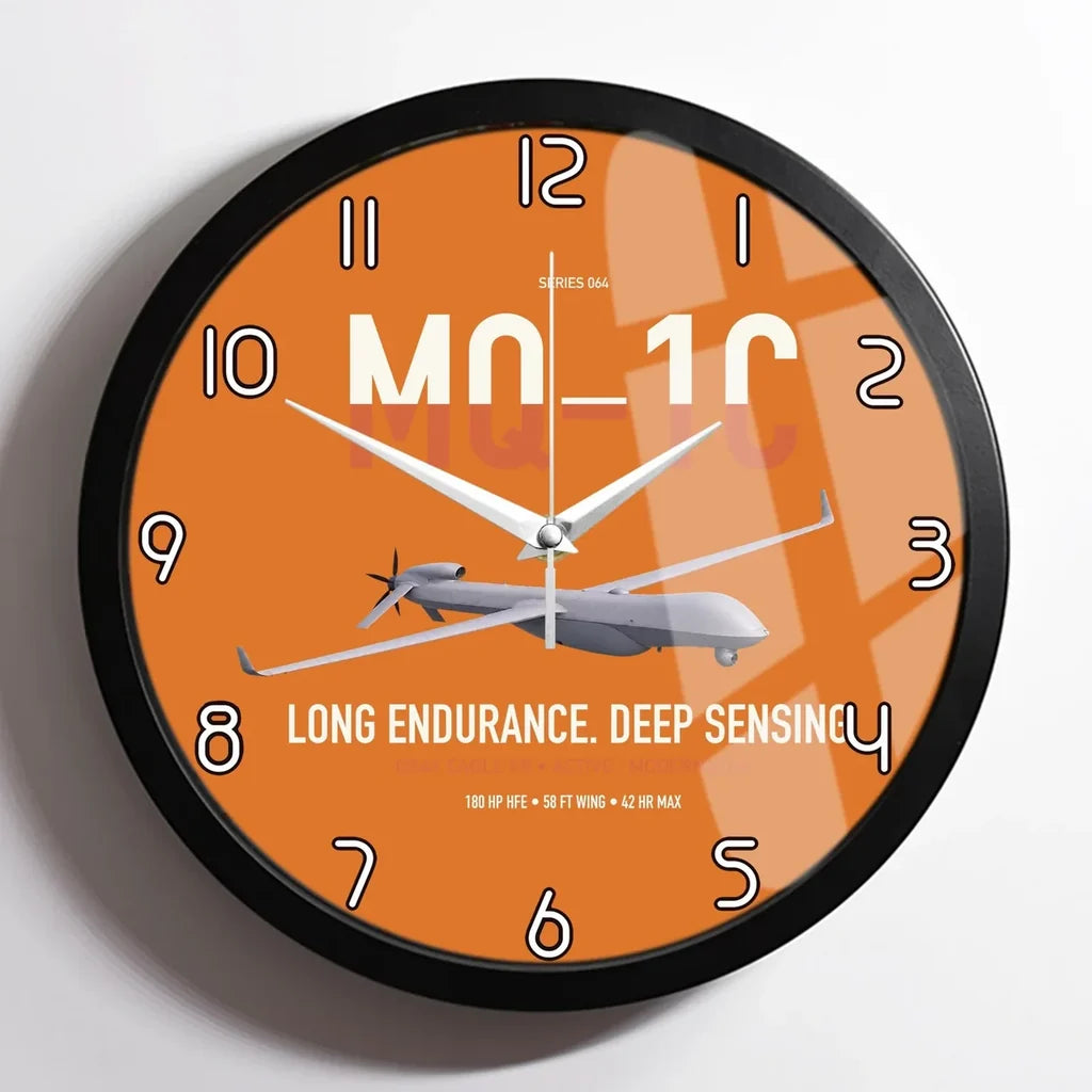 MQ-1C Gray Eagle ER design on orange framed wall clock