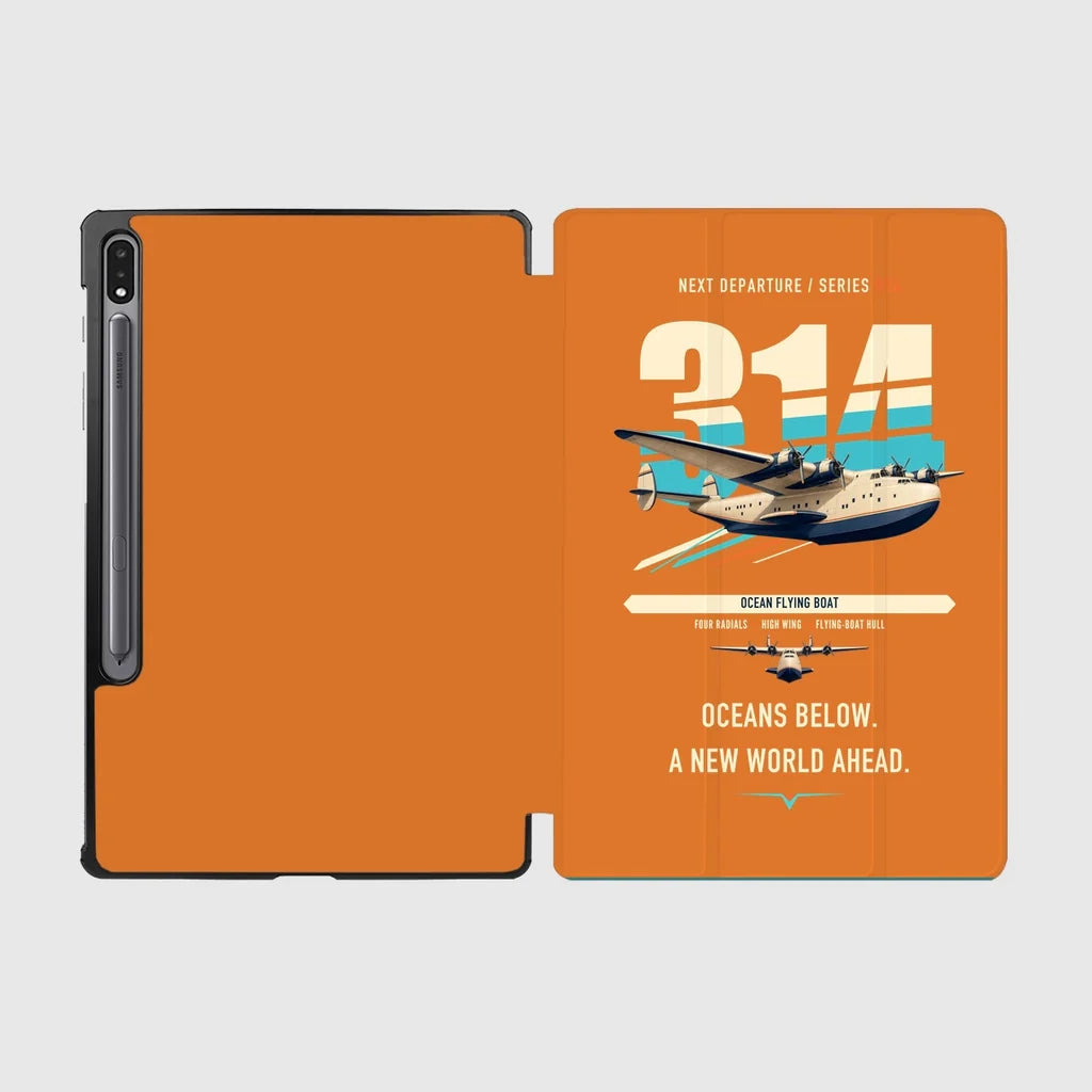 Boeing 314 Clipper design on orange samsung tablet tablet case