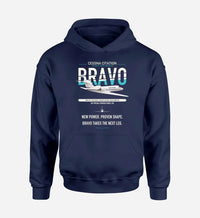 Thumbnail for Cessna Citation Bravo design on navy blue double-side hoodie, single-side print