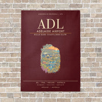 Thumbnail for Adelaide Airport ADL - Canvas Framed - Dark Red