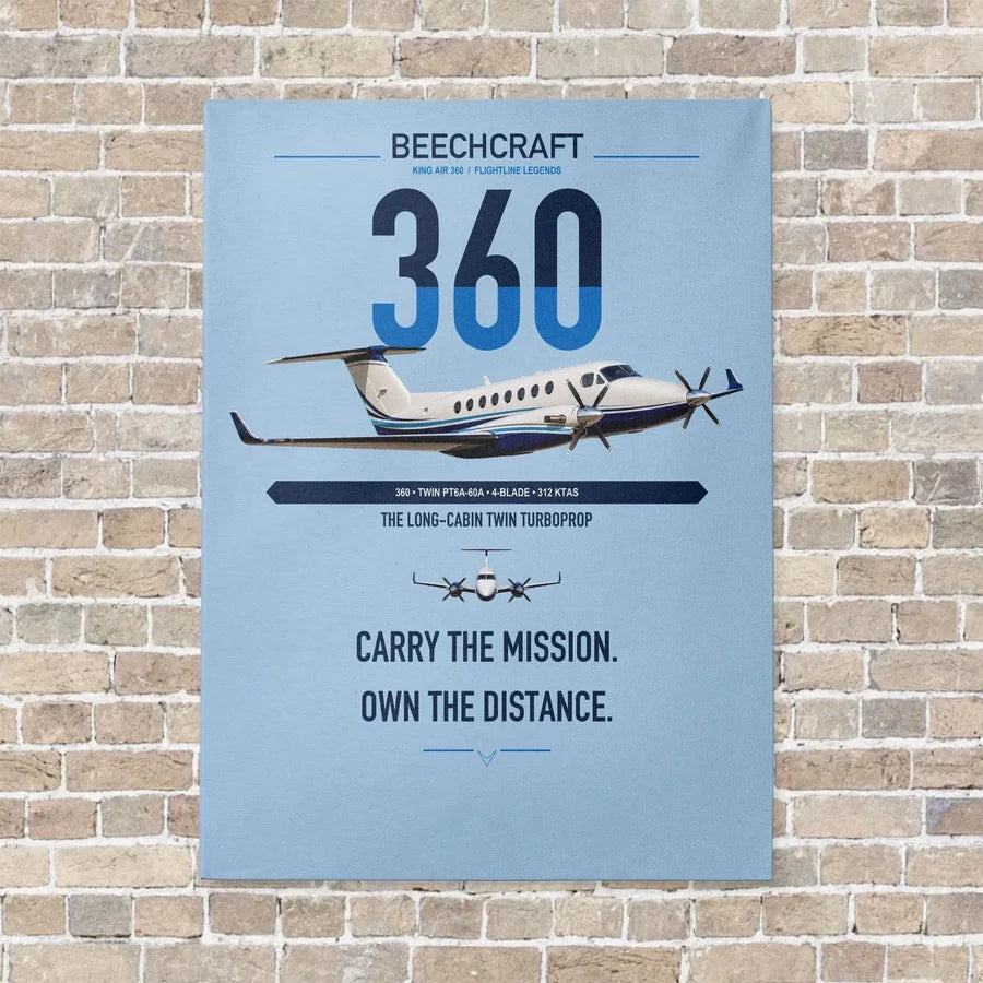 Beechcraft King Air 360 vertical canvas print - no frame - light blue background