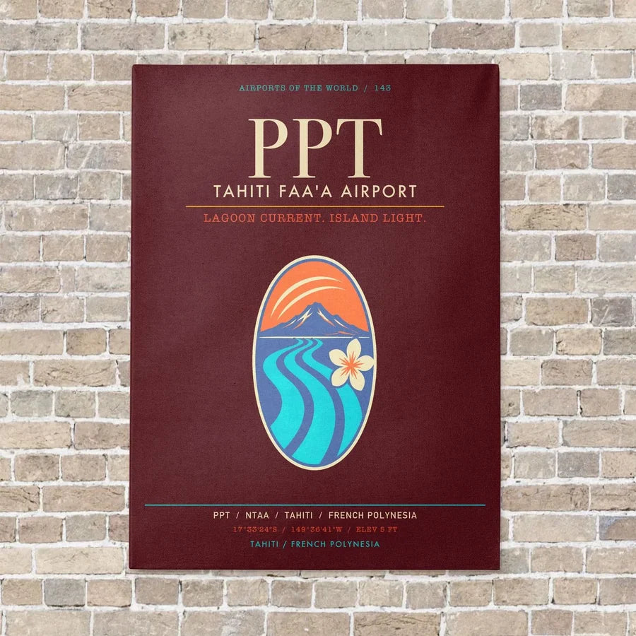 Tahiti Faa'a Airport PPT - Canvas Framed - Dark Red