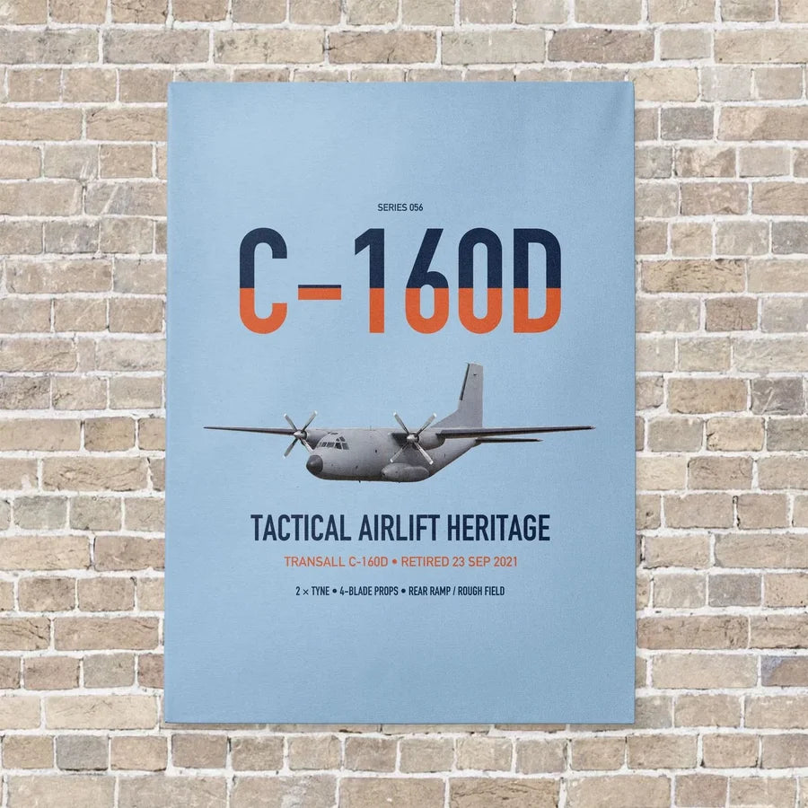 Transall C-160D vertical canvas print - no frame - light blue background
