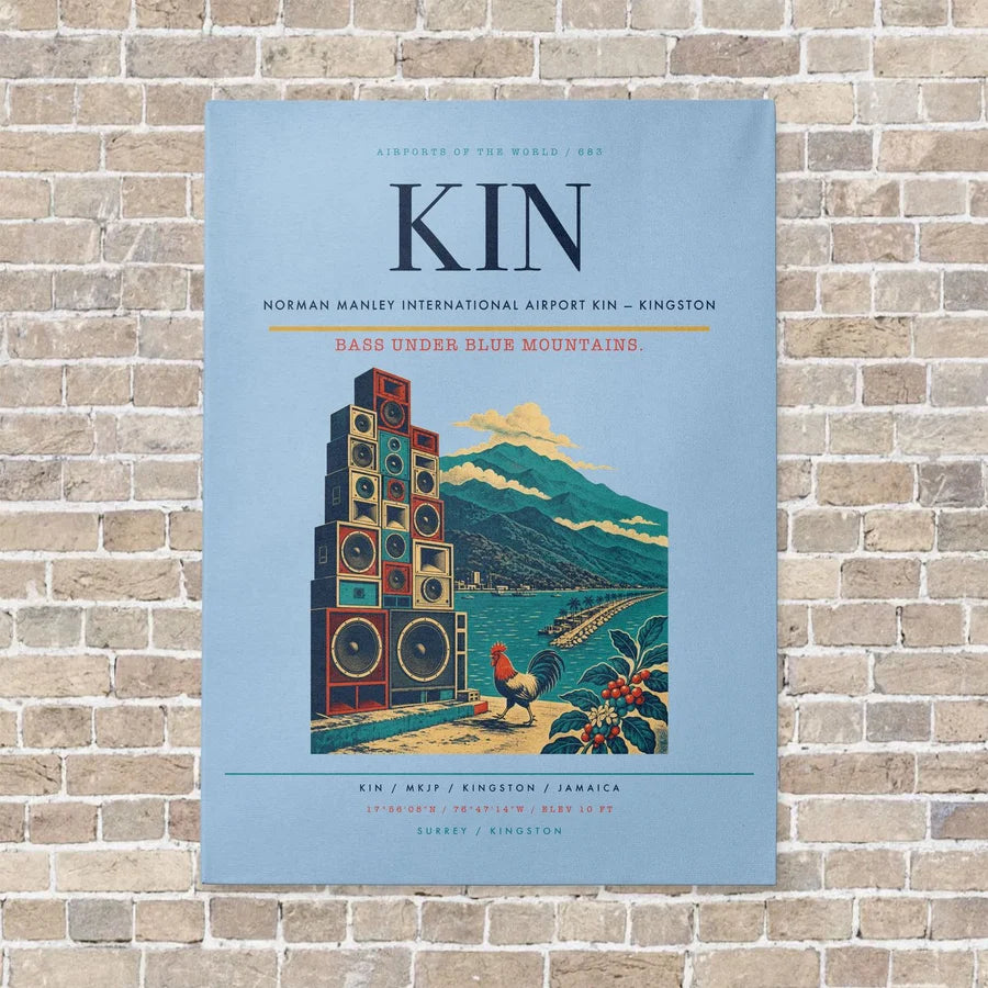 Norman Manley International Airport KIN — Kingston vertical canvas print - no frame - light blue background