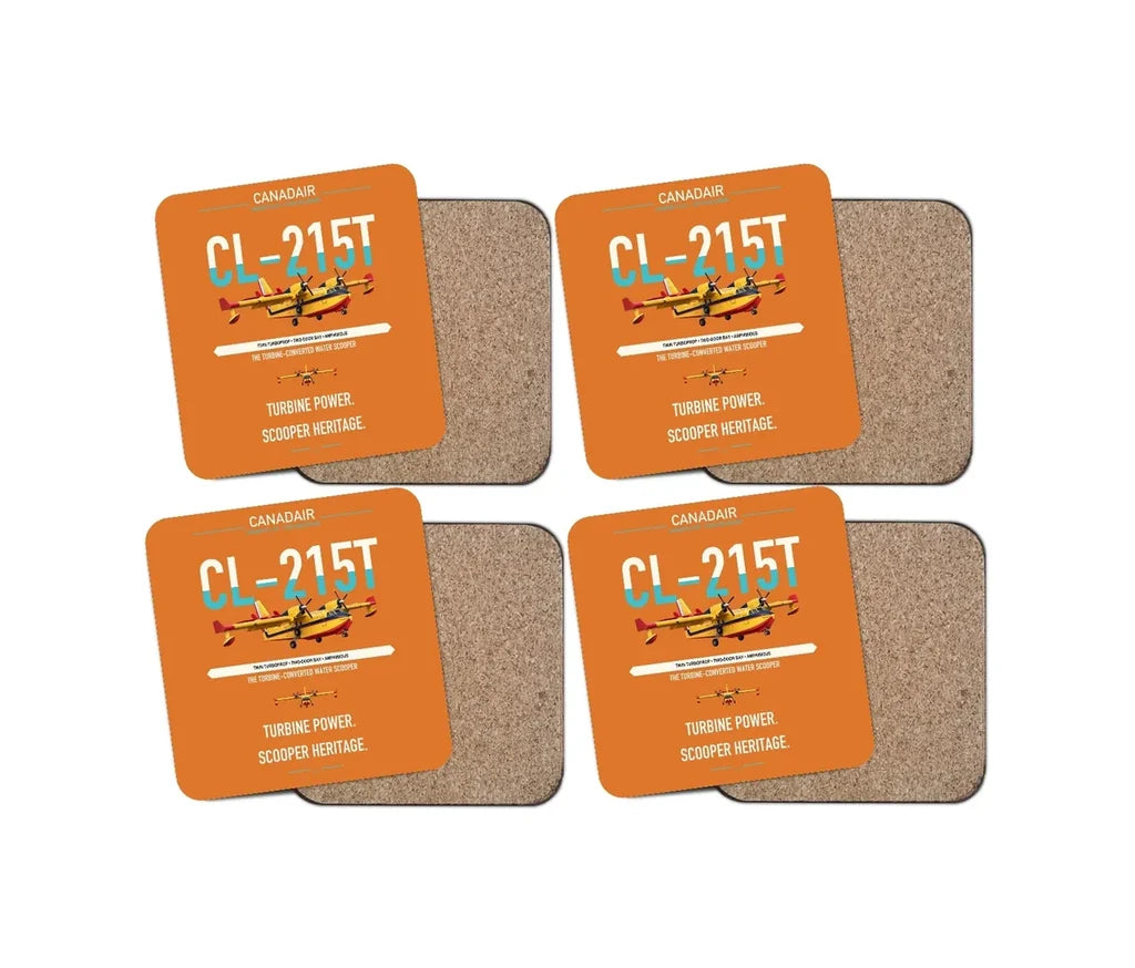 Canadair CL-215T design on orange 4 pieces set coaster