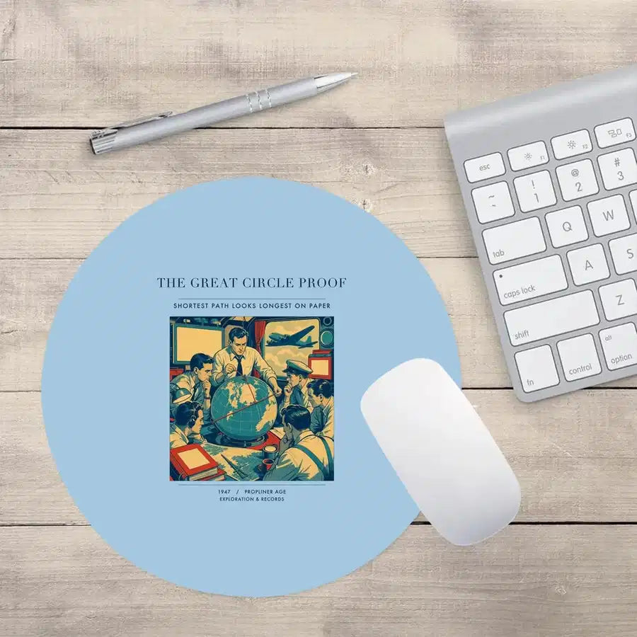 VINTAGE G4292 - The Great Circle Proof - Designed Mouse Pads design on lightblue round