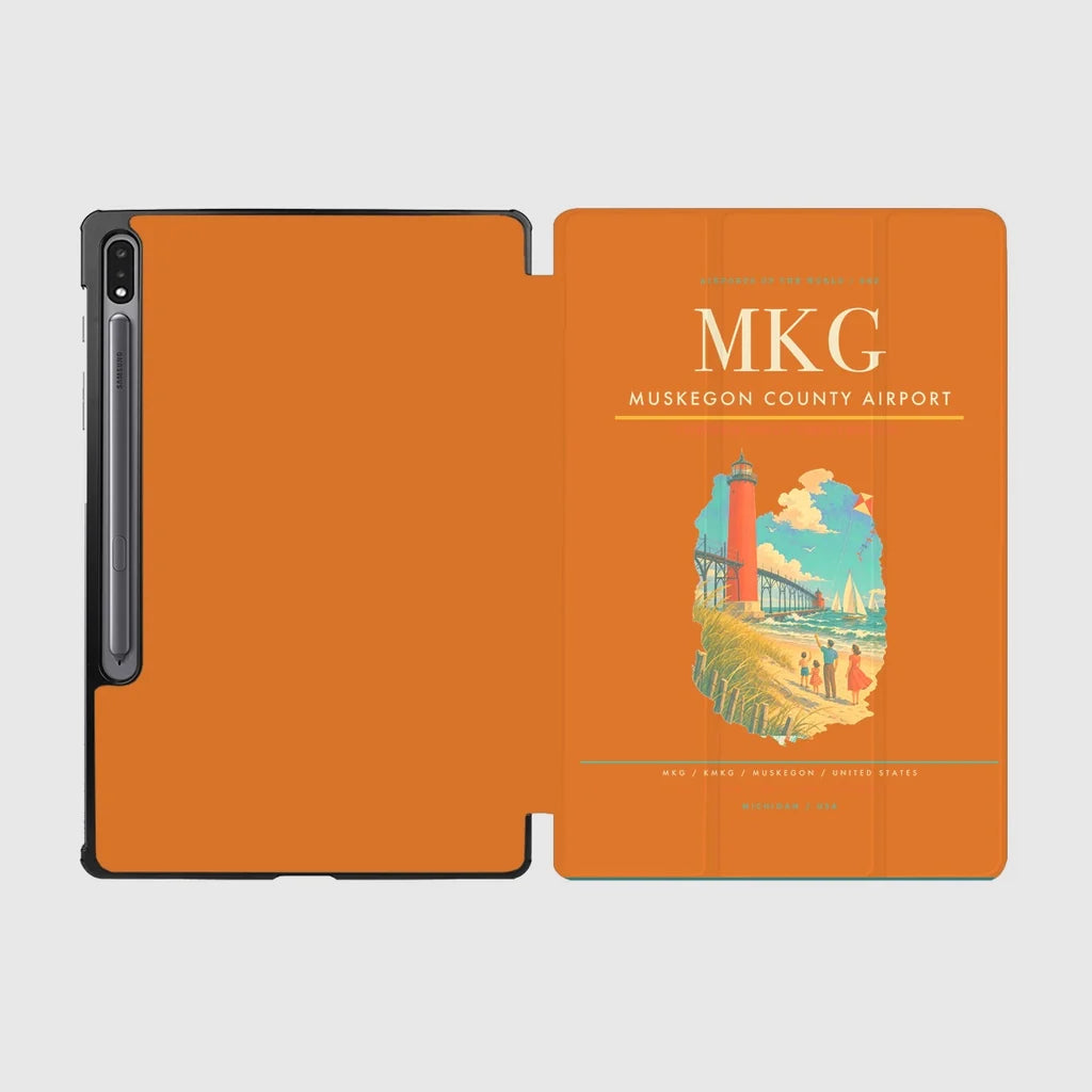 Muskegon County Airport (MKG) design on orange samsung tablet tablet case