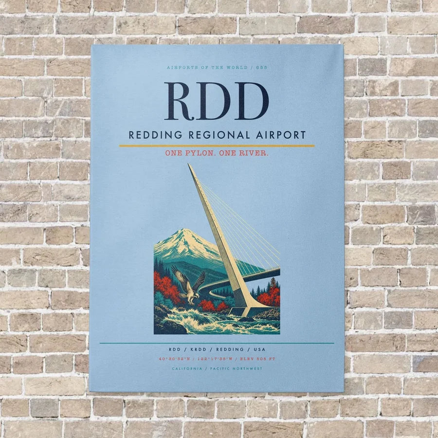 Redding Regional Airport RDD vertical canvas print - no frame - light blue background