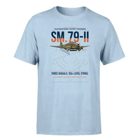 Thumbnail for Savoia-Marchetti SM.79-II Sparviero design on light blue t-shirt, single-side print