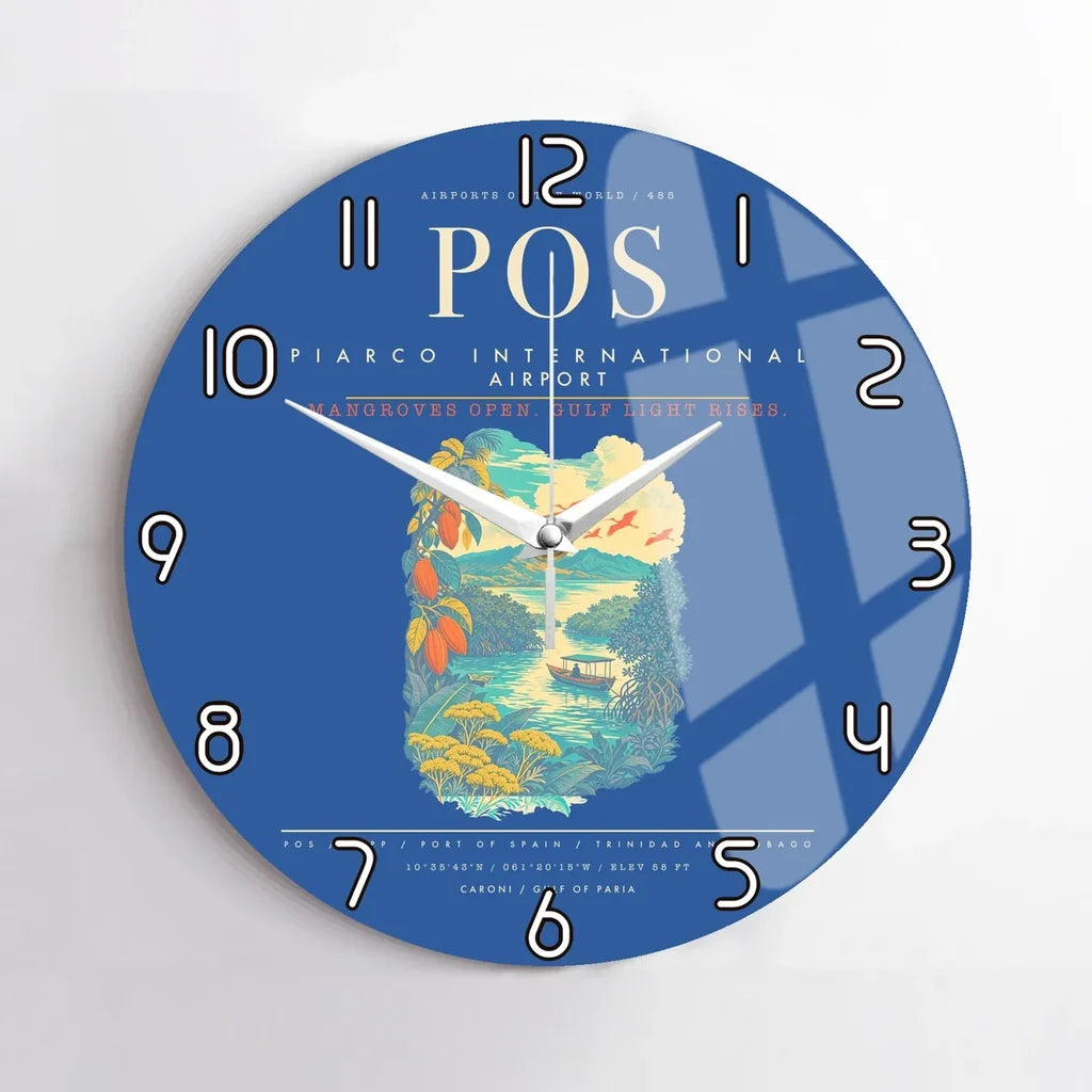 Piarco International Airport POS Wall-Clock No-Frame - Blue
