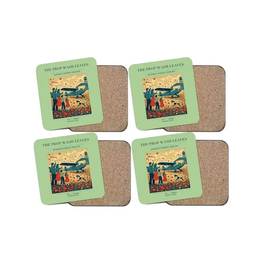 The Prop Wash Leaves - Designed Coasters design on light green 4-pieces-set