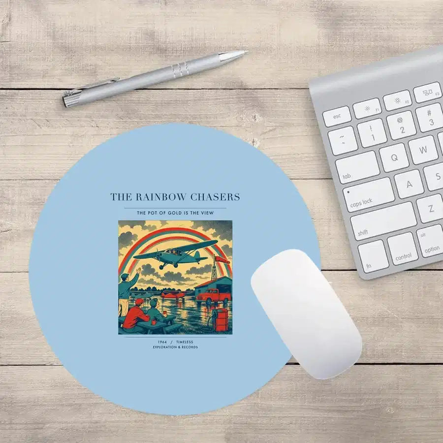 VINTAGE G4432 - The Rainbow Chasers - Designed Mouse Pads design on lightblue round