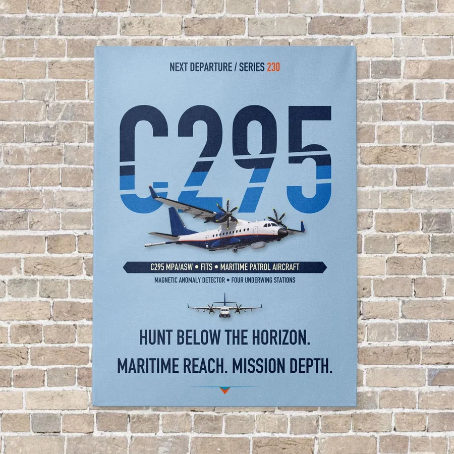 Airbus C295 MPA/ASW vertical canvas print - no frame - light blue background