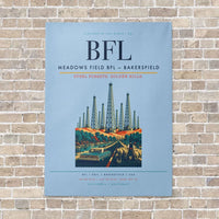 Thumbnail for Meadows Field BFL — Bakersfield vertical canvas print - no frame - light blue background