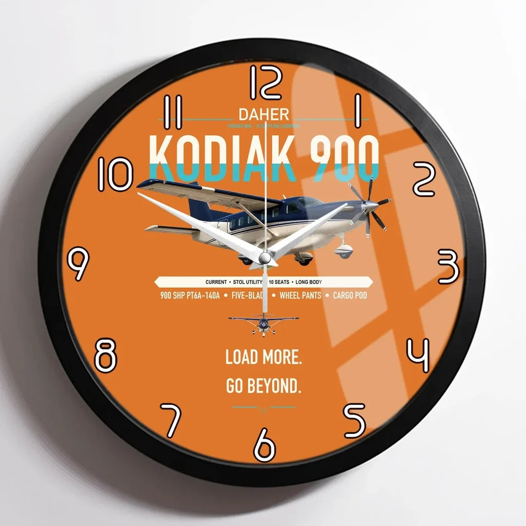 Daher Kodiak 900 design on orange framed wall clock