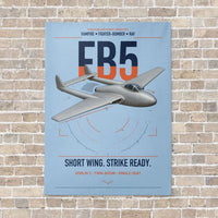 Thumbnail for de Havilland Vampire FB5 vertical canvas print - no frame - light blue background