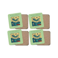 Thumbnail for The Night Glider Wave - Designed Coasters design on light green 4-pieces-set
