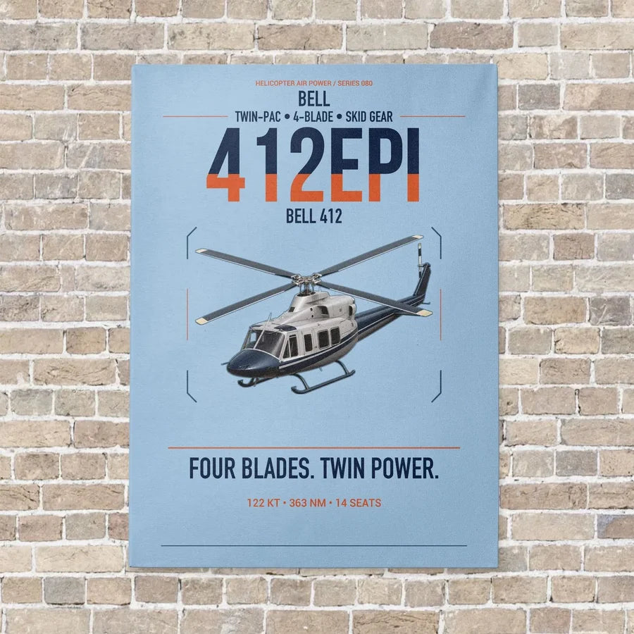 Bell 412EPI vertical canvas print - no frame - light blue background
