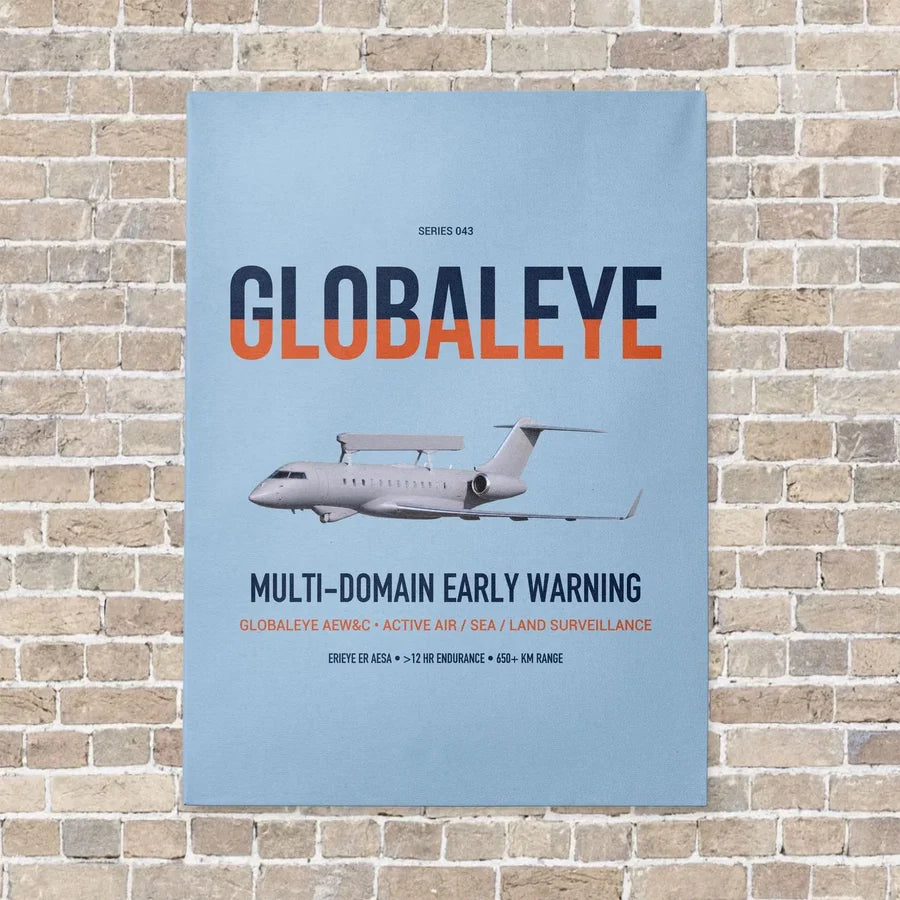 Saab GlobalEye vertical canvas print - no frame - light blue background