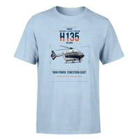 Thumbnail for Airbus H135 design on light blue t-shirt, single-side print