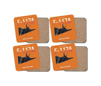 Thumbnail for F-117A Nighthawk design on orange 4 pieces set coaster