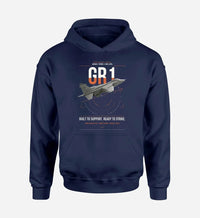 Thumbnail for SEPECAT Jaguar GR1 design on navy blue double-side hoodie, single-side print
