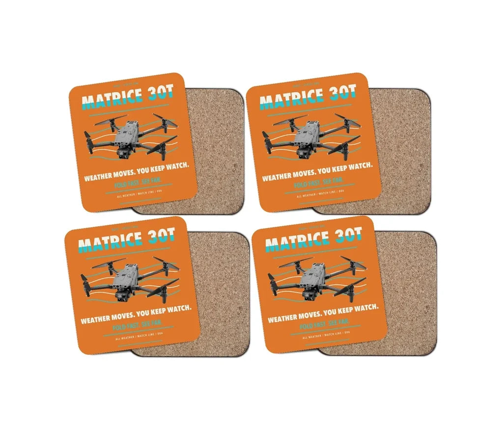DJI Matrice 30T design on orange 4 pieces set coaster
