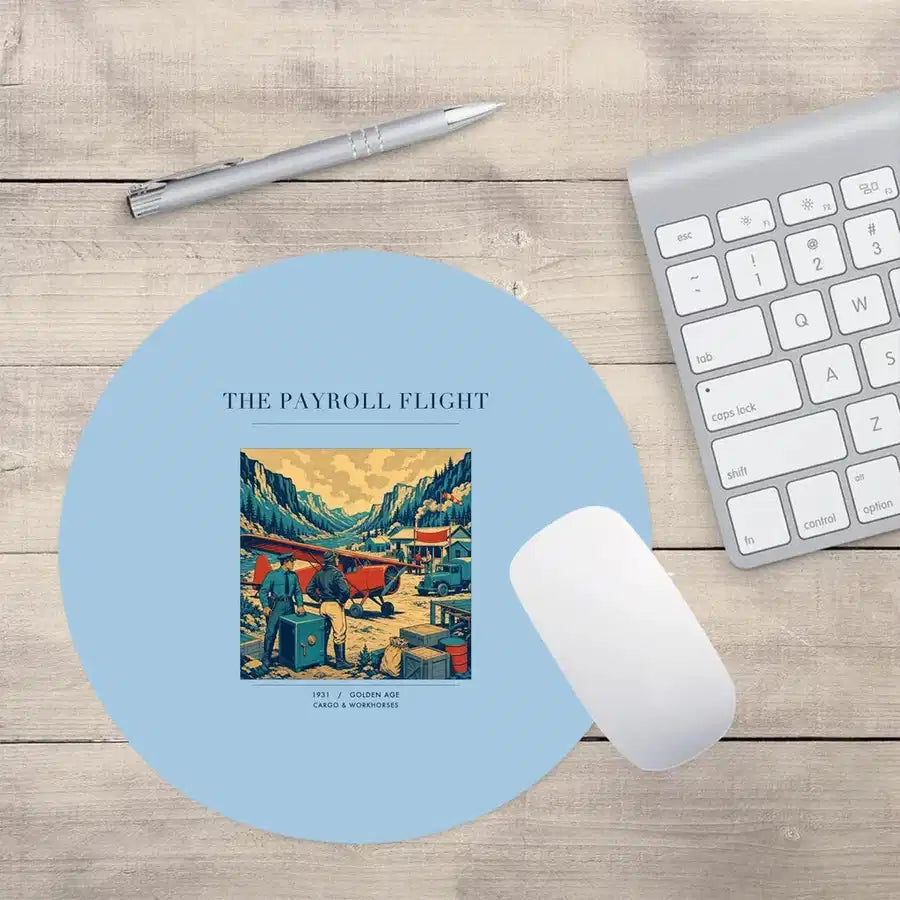 VINTAGE G4413 - The Payroll Flight - Designed Mouse Pads design on lightblue round