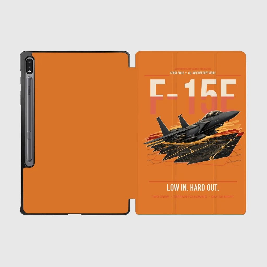 F-15E Strike Eagle design on orange samsung tablet tablet case