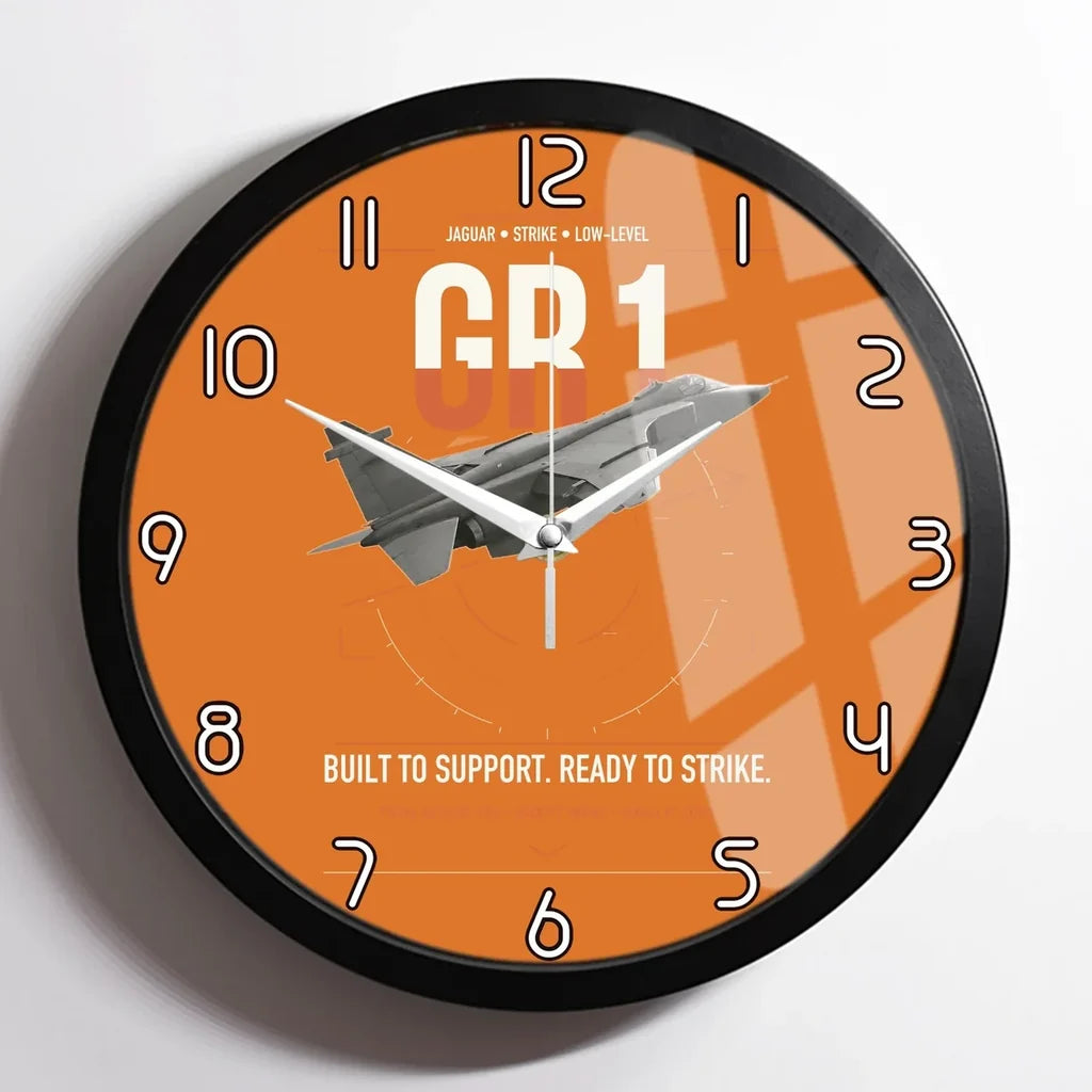 SEPECAT Jaguar GR1 design on orange framed wall clock