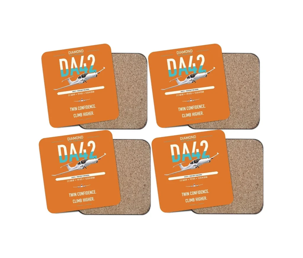 Diamond DA42-VI design on orange 4 pieces set coaster