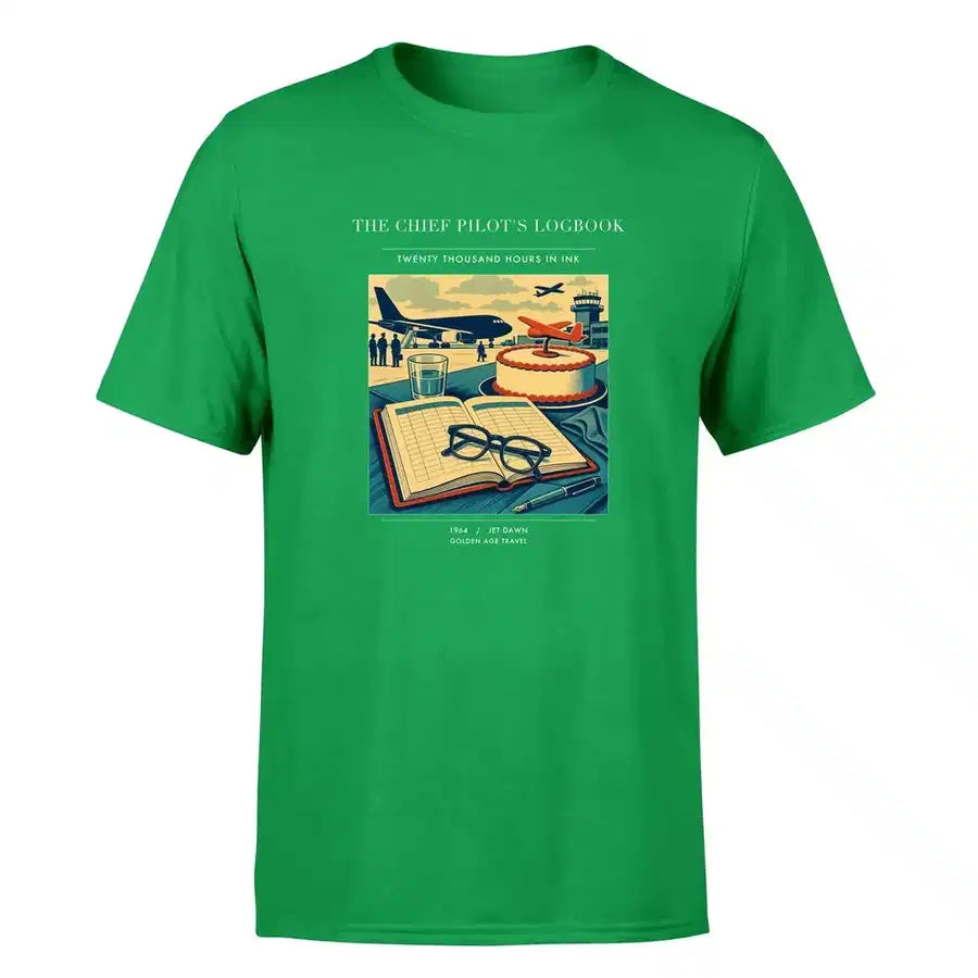 VINTAGE G4426 - The Chief Pilot's Logbook - Premium T-Shirt design on green premium t shirt