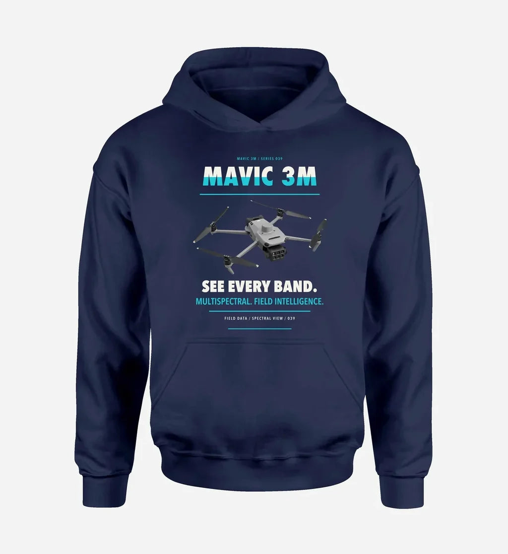 DJI Mavic 3 Multispectral design on navy blue hoodie single side