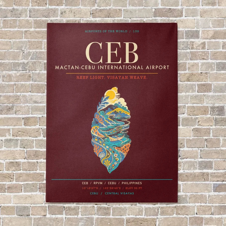 Mactan-Cebu International Airport CEB - Canvas Framed - Dark Red