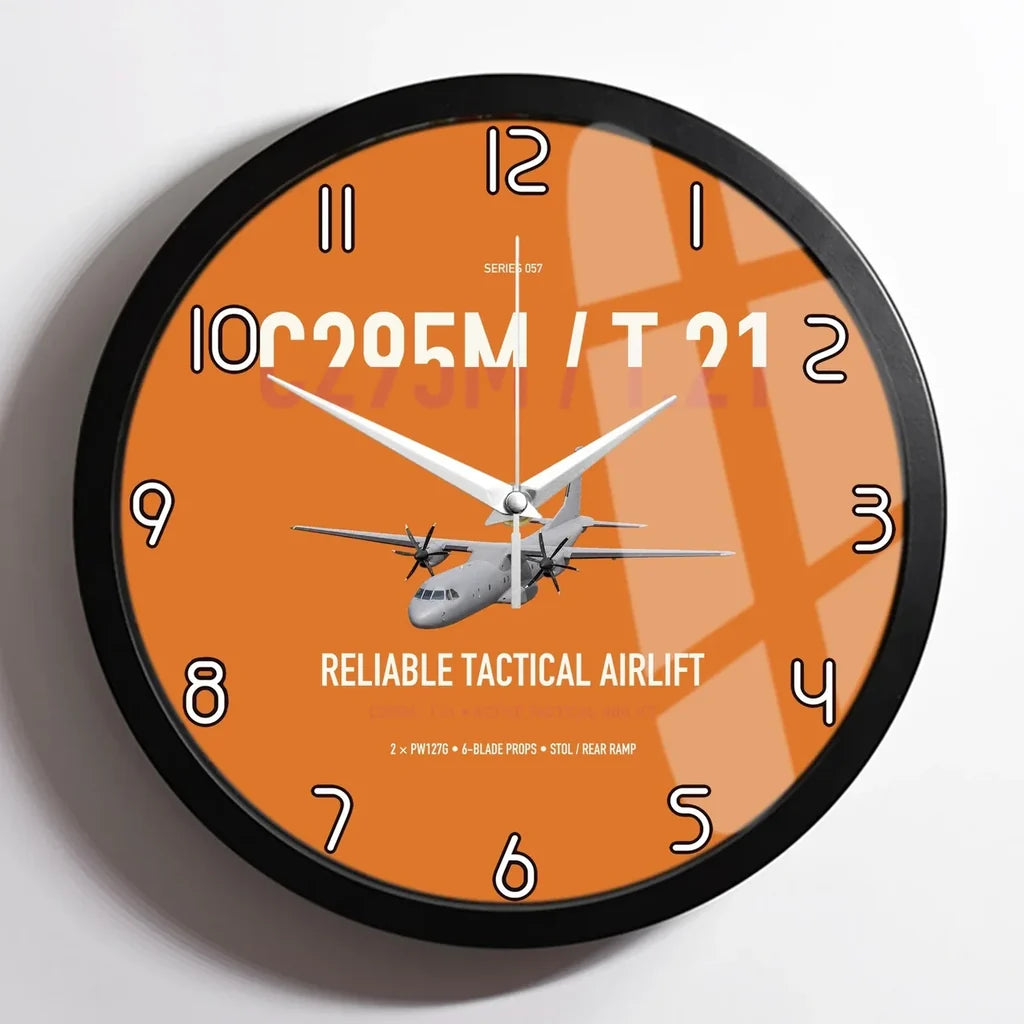 Airbus C295M T.21 design on orange framed wall clock