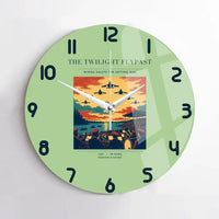 Thumbnail for VINTAGE G4260 - The Twilight Flypast - Designed Wall Clocks design on lightgreen no-frame