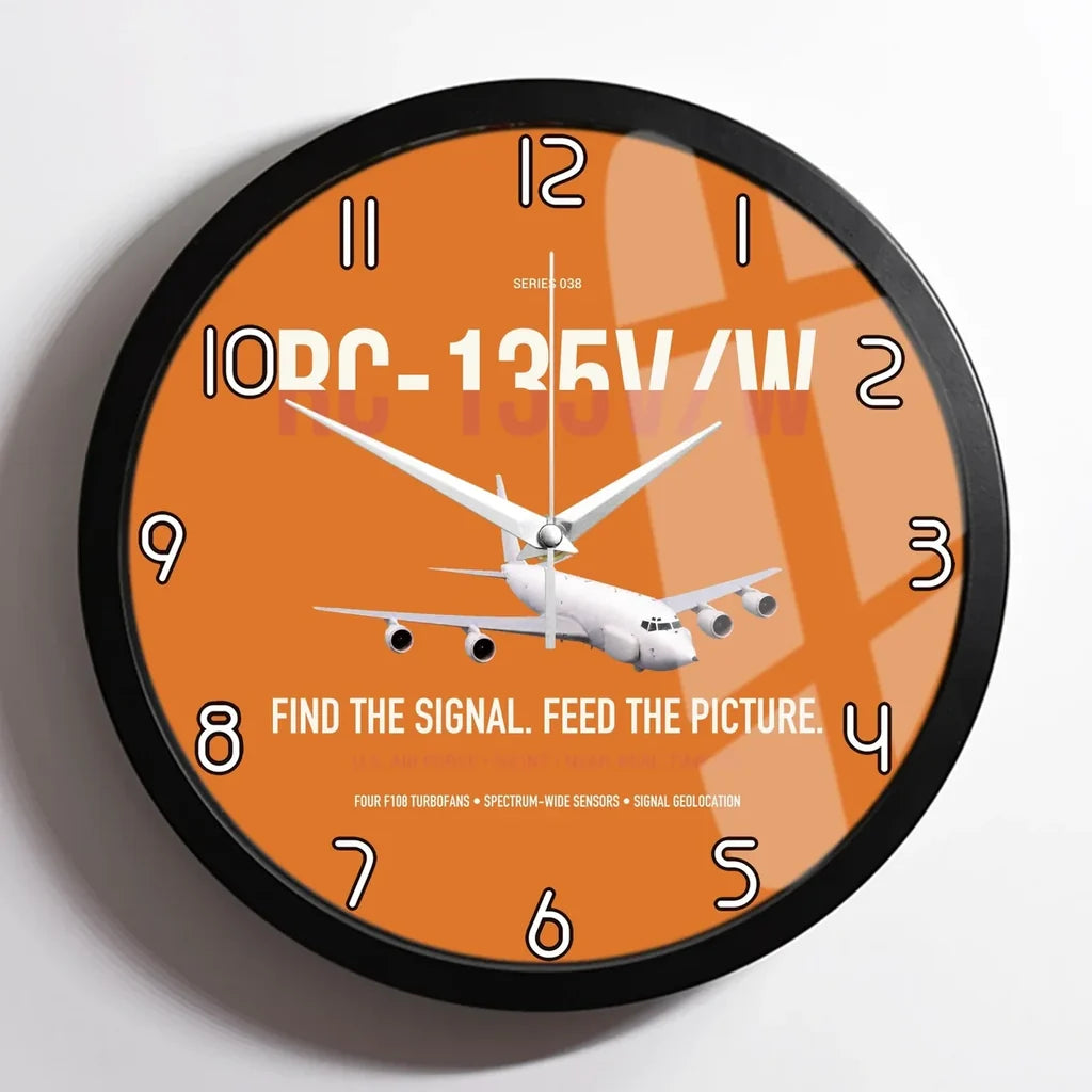 RC-135V W Rivet Joint design on orange framed wall clock