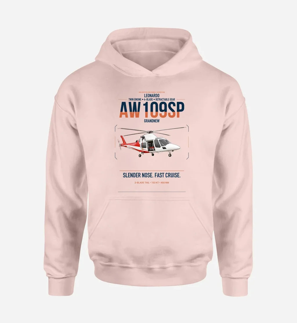 Leonardo AW109SP GrandNew design on pink double-side hoodie, single-side print