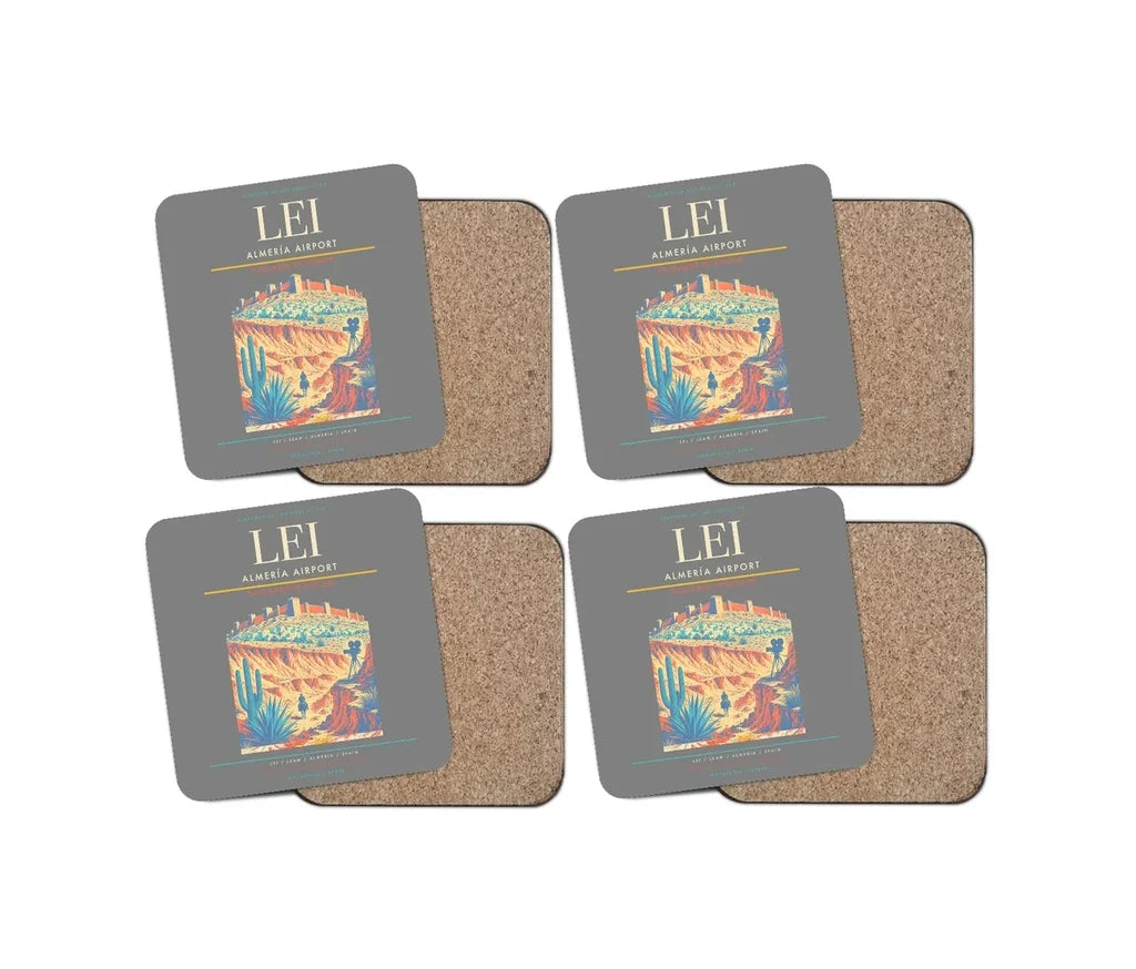 Almería Airport (LEI) design on gray 4 pieces set coaster