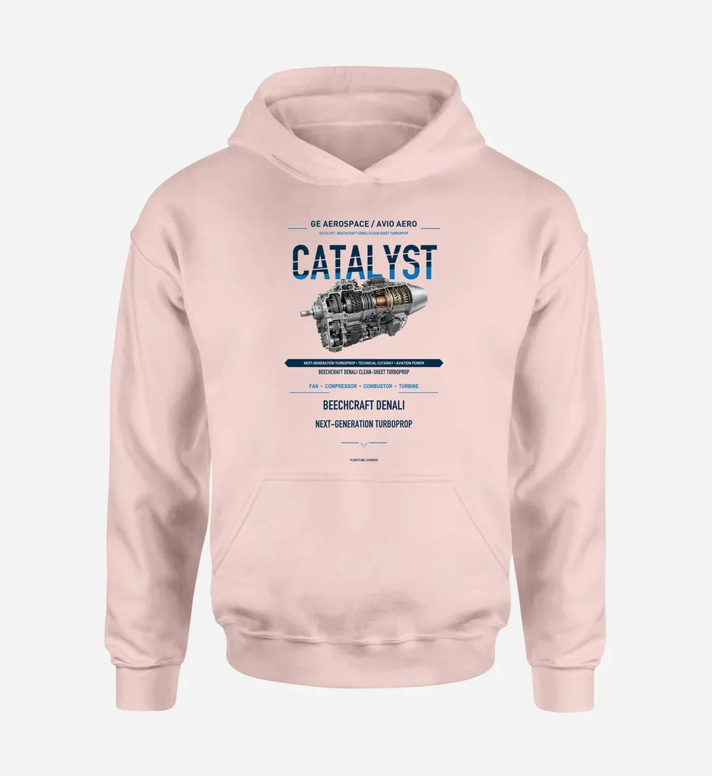 CATALYST design on pink hoodie single side