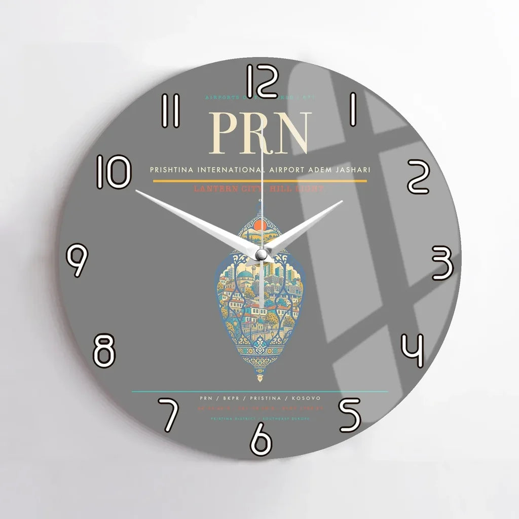 Prishtina International Airport Adem Jashari PRN Wall-Clock No-Frame - Gray