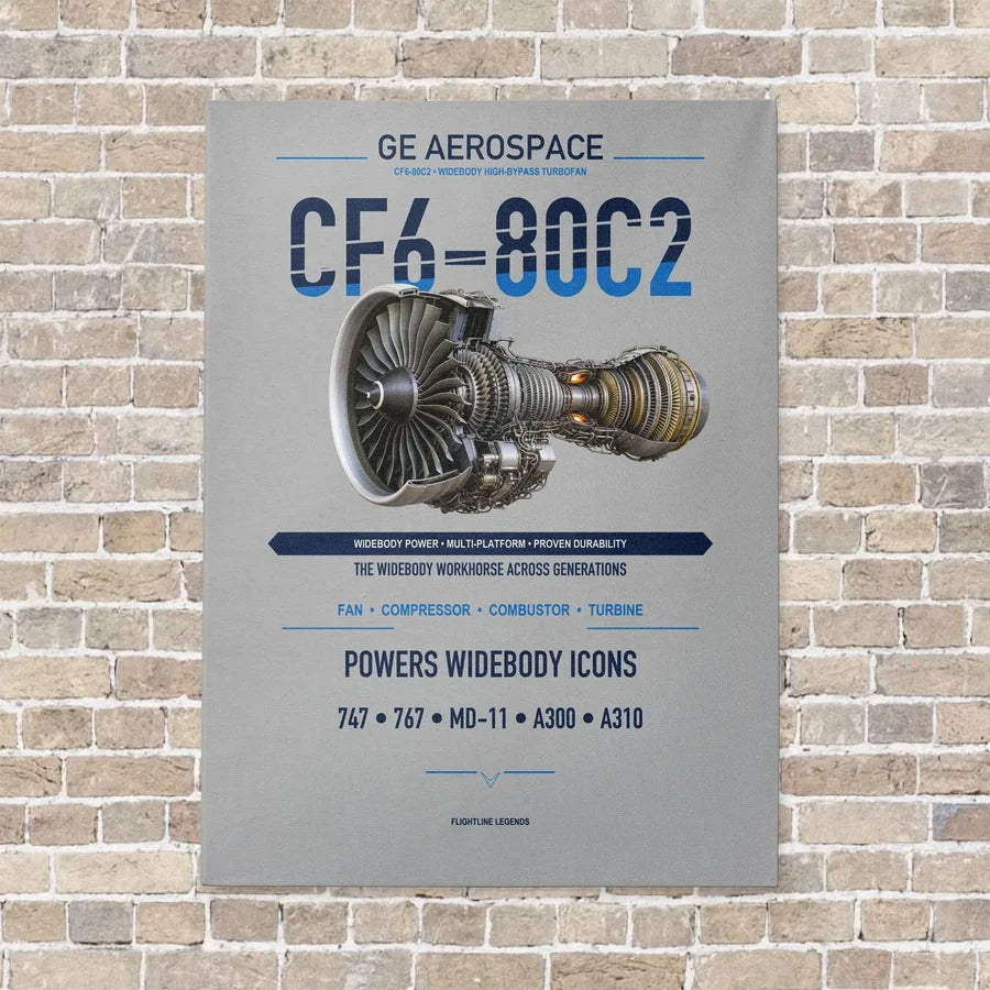 CF6-80C2 vertical canvas print - no frame - light gray background