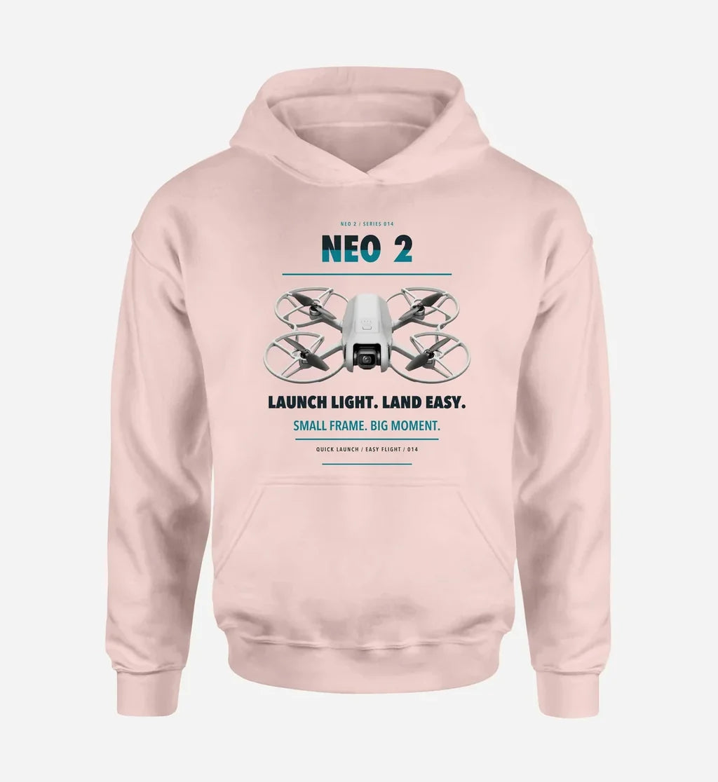 DJI Neo 2 design on pink hoodie single side