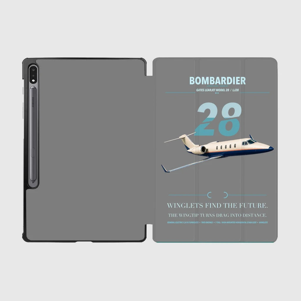 Bombardier Learjet 28 design on gray samsung tablet tablet case
