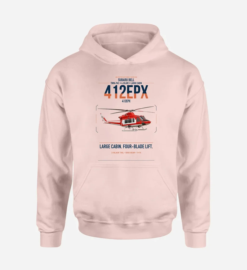 SUBARU Bell 412EPX design on pink double-side hoodie, single-side print