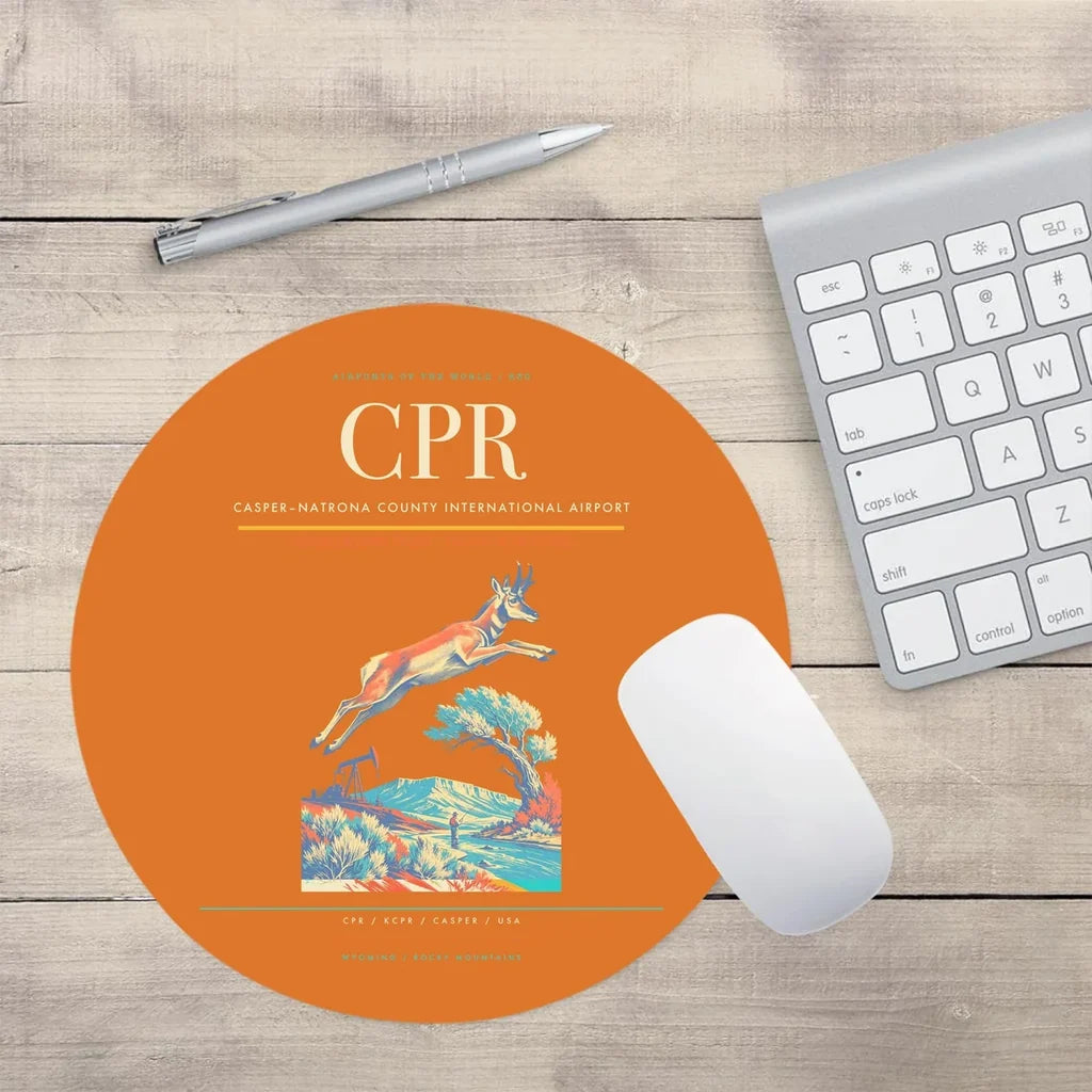 Casper–Natrona County International Airport (CPR) design on orange round mouse pad