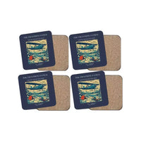 Thumbnail for The Frostbite Patrol - Designed Coasters design on navy blue 4-pieces-set