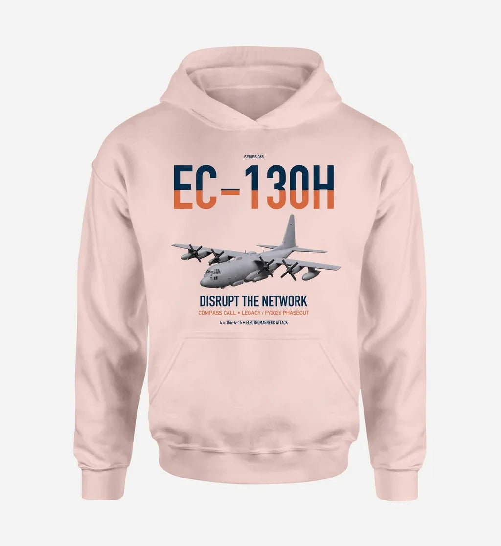 EC-130H Compass Call design on pink double-side hoodie, single-side print