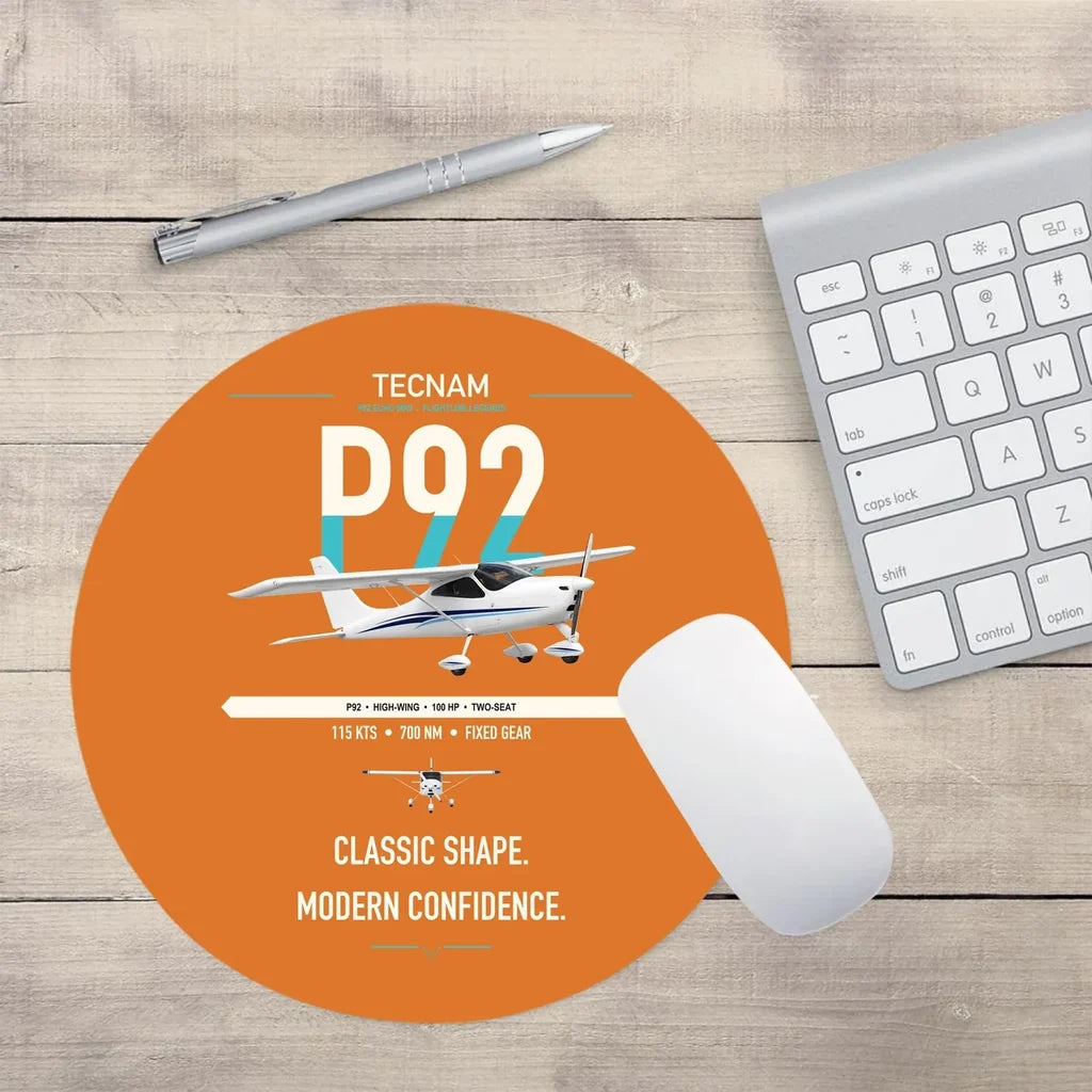 Tecnam P92 Echo MkII design on orange round mouse pad